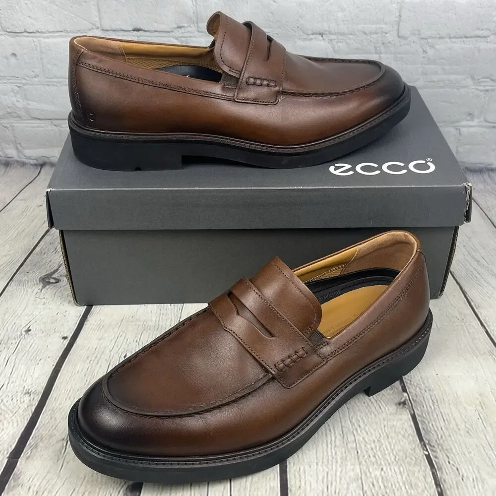 ECCO Metropole London Penny Loafer Cognac Dress Shoe Men's US 10-10.5 EU 44 NEW